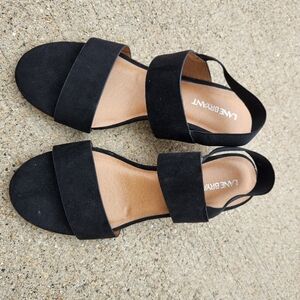 Lane Bryant womens black heeled sandals size 8W